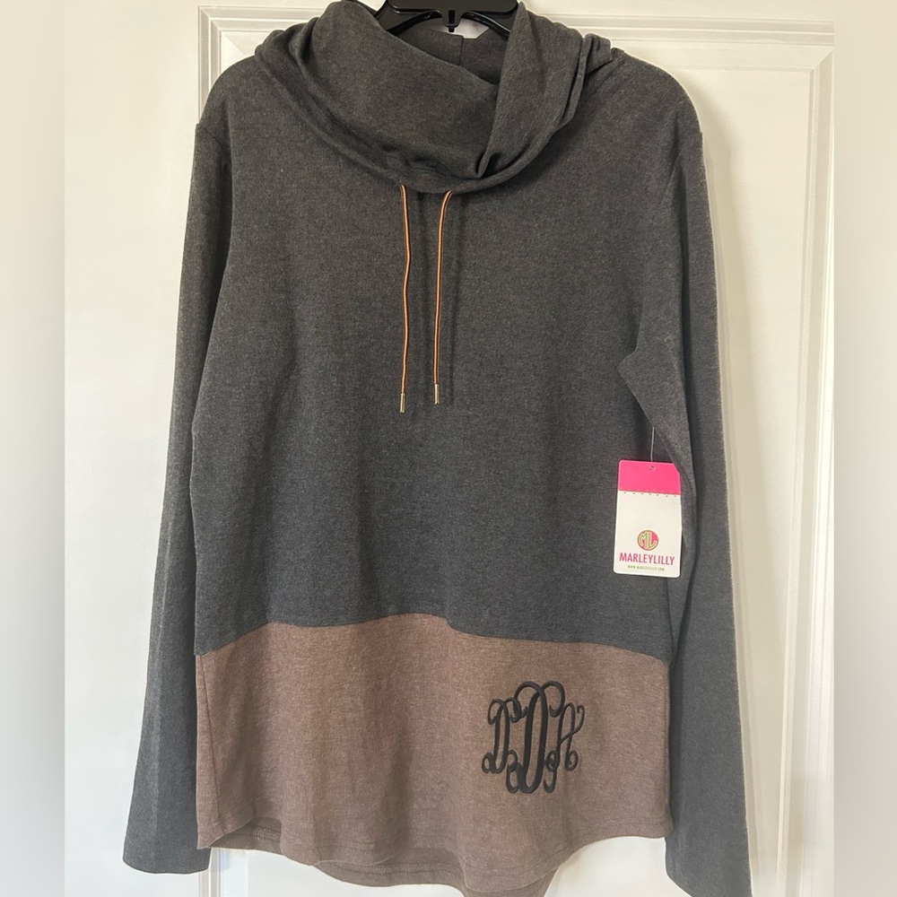 Brand New Monogrammed Cowl Neck Pullover Medium